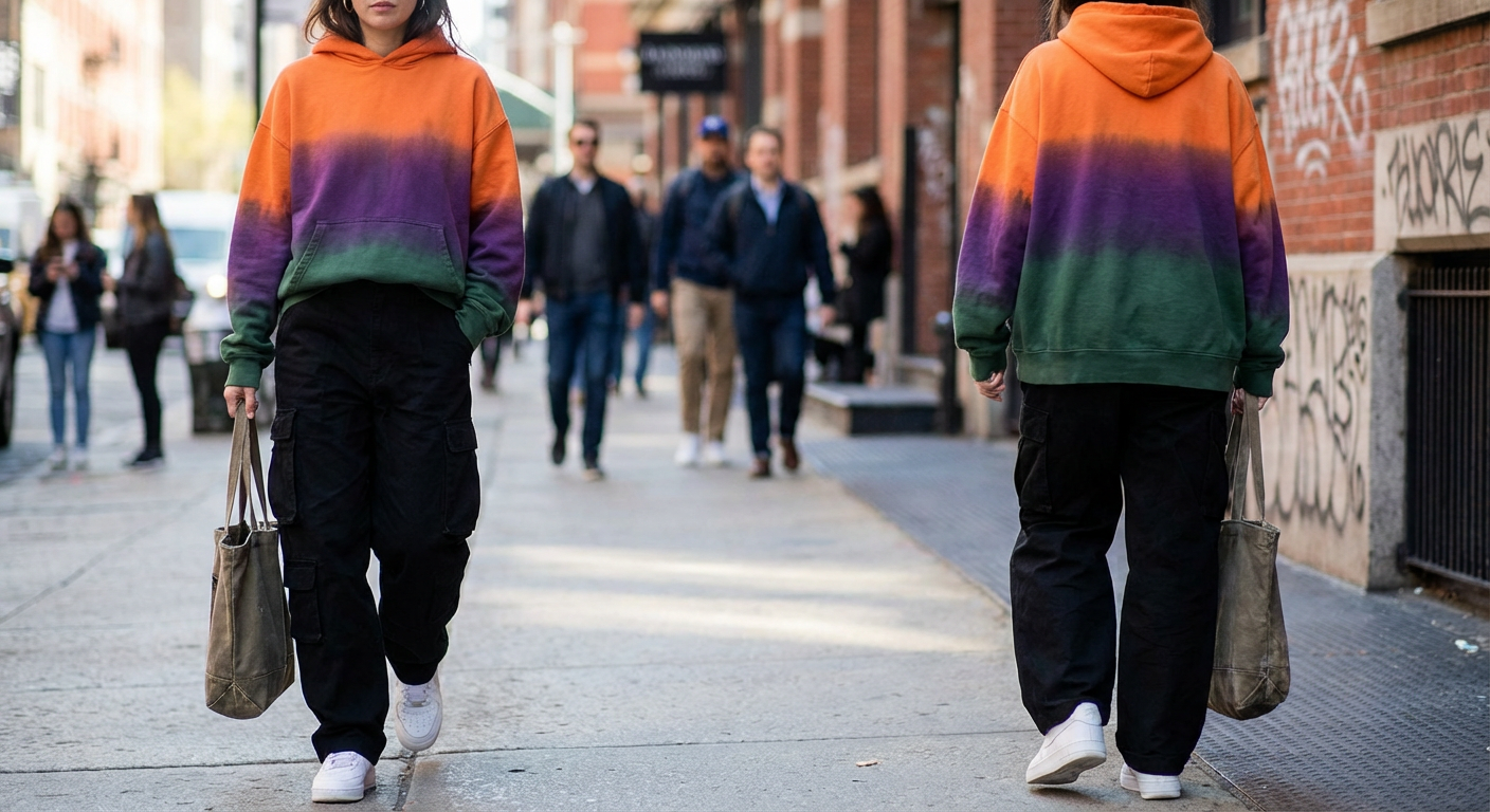 Уличная мода: Градиентный худи и стиль карго - Image 1